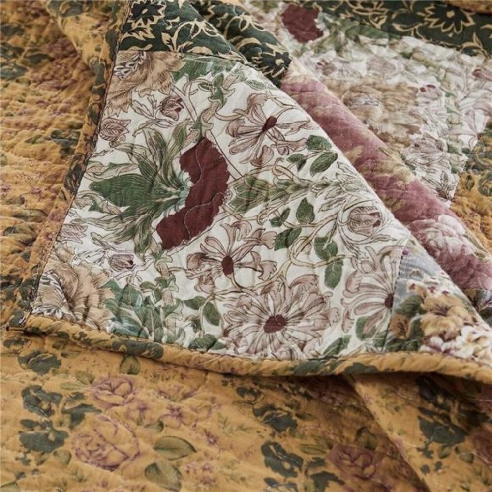 NEW Anthro Boho Floral Patchwork Throw Blanket Bedspread Quilt Bedding 50" x 60" - Picture 8 of 12
